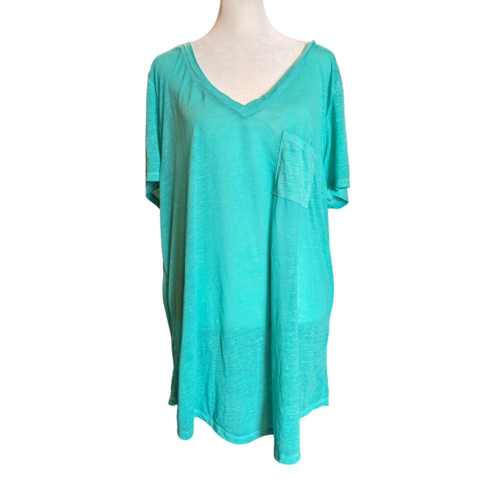 Torrid Caribbean Teal Classic Fit Sheer Relaxed T-Shirt Size 1